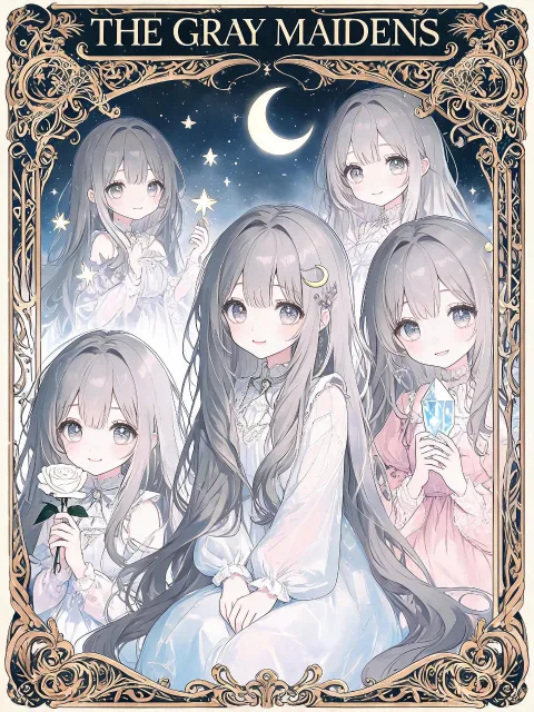 タロットとグレーヘアーの女の子