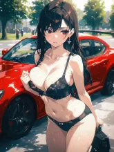 スーパーカー·真紅の車体に寄り添う の投稿作品