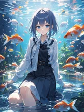 青に溶ける少女 — 唖莉華さんのAIイラスト