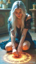 Draw a magic circle by her blood