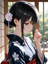 黒髪はやっぱり和服 — m.a.さんのAIイラスト