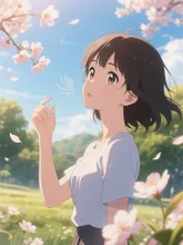 春の風物詩桜の木と戯れる少女