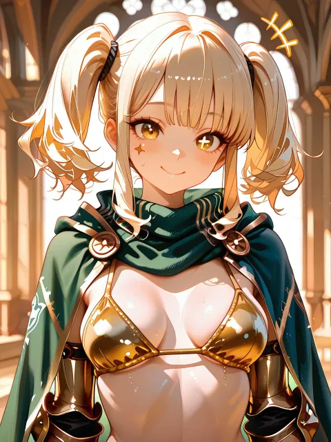 異世界ファンタジー、中世ヨーロッパ風の古城、少女騎士