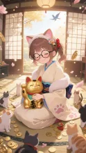 招き猫と菜摘。