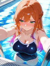 なんで、私!??? — School Swimsuit Art AI art on SUPPART