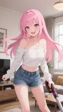 ピンク髪娘💕楽しく大掃除❤️