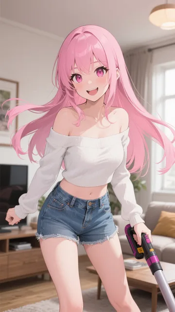 ピンク髪娘💕楽しく大掃除❤️