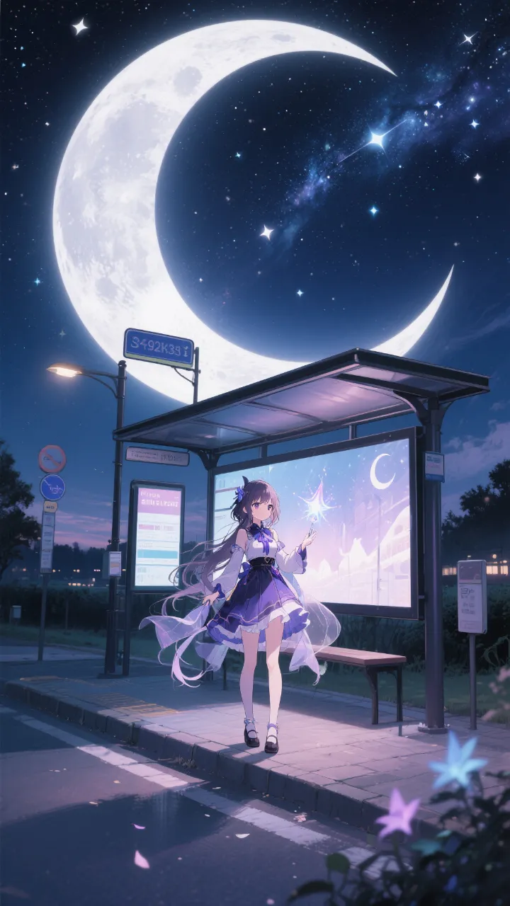 月明かりの夜魔法をかける少女