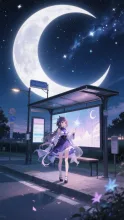 月明かりの夜魔法をかける少女