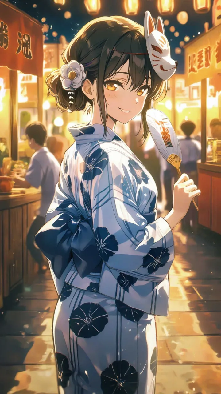 盆踊りの浴衣美人