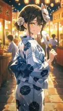 盆踊りの浴衣美人 — 狐娘・狐耳のAIイラスト｜SUPPART