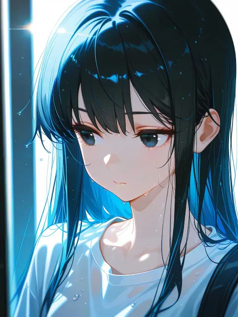 夕立の白シャツ汗の香、流し目、イケメン、帰り道、夕焼け - 汗と制服