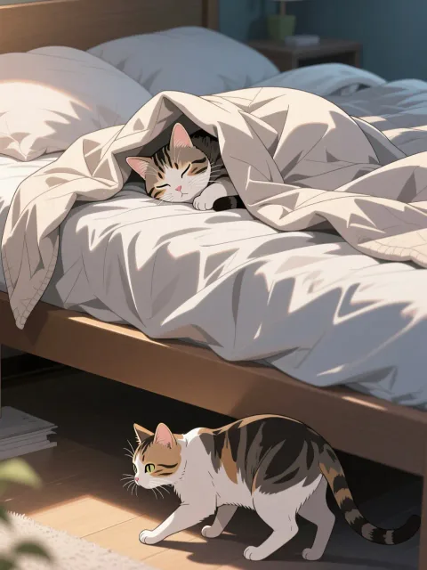 もう少し寝ていたいにゃぁ