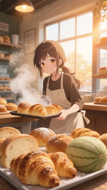 professional anime artwork - 朝焼けのパン屋さん