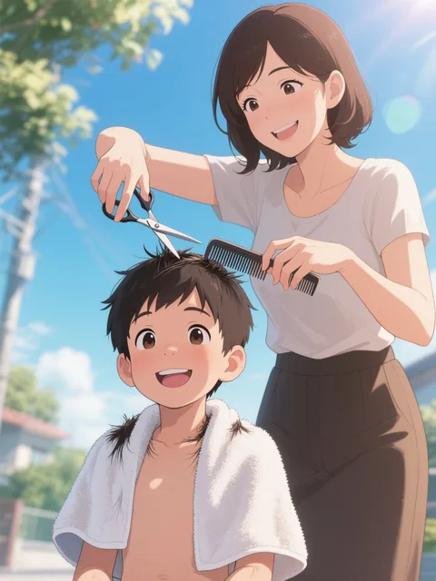 お母さんは僕の専属美容師さん💈, 高精度アニメ - 画像生成チャレンジ