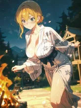 篝火と浴衣美人·夏の夜の篝火 の投稿作品