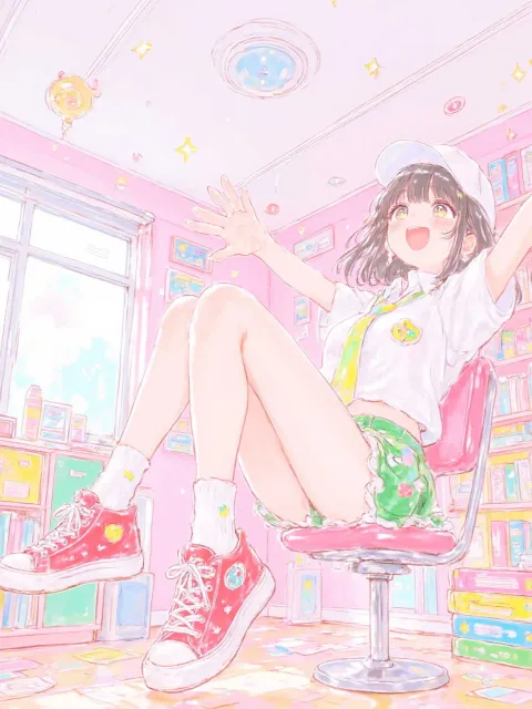 カラフルで可愛いイラスト - 重力のない部屋 / タダシ
