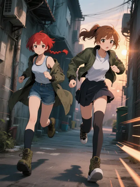 双子と裏路地追跡中