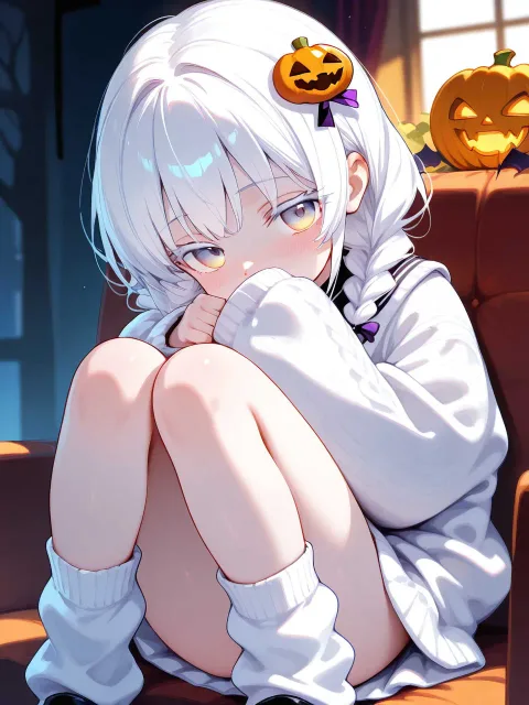 slender. Girl. White… - ランタンに火を入れる
