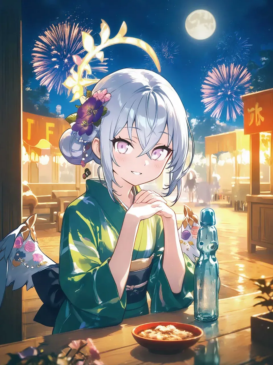 花火とラムネ瓶と着物アズサ