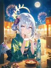花火とラムネ瓶と着物アズサ