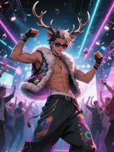Gal Reindeer Dude in Party Mode