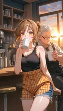 店員さんの一服❣️🌆☕️