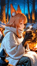 画像生成チャレンジ·焚き火とココア の投稿作品
