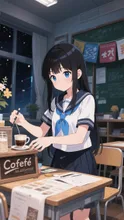 黒髪娘💕文化祭でやる喫茶店の準備❤️ — りゆさんのAIイラスト