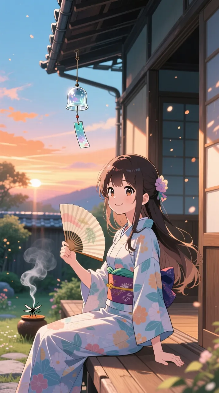 高精度アニメ - 縁側の浴衣美人 / はると