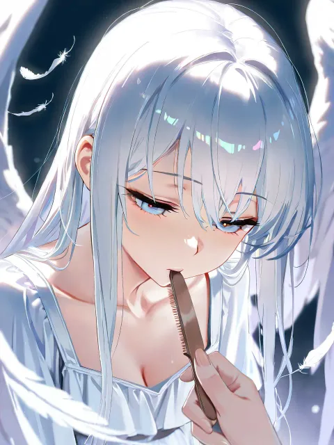 白い羽の天使と黒い翼の悪魔のドレス姿の女性、2人の対比