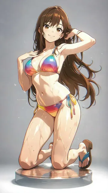 ◇幻月の再光限定? ビキニの水着とプロンプトに書いても大体が単色で描かれる カラフルなビキニの水着と入れると 一応、カ…