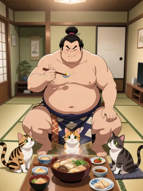 みんなでごっつぁんです🍲🐱🐱🐱