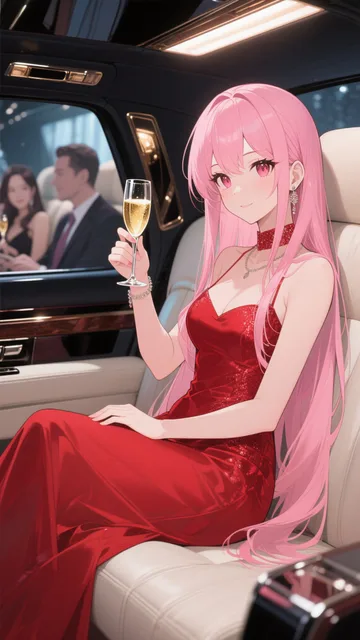 ピンク髪娘💕リムジンパーティー❤️