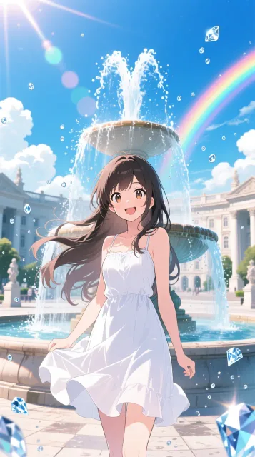 ultra-detailed、anime art style - 噴水広場のきらめき