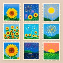 向日葵、花火、太陽