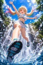 滝で遊ぶ子