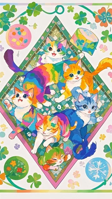 走る虹色子猫