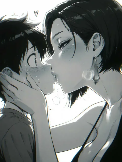 Milf kissing her son on the… - 消せない記憶