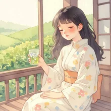 涼やか、茶畑時間。 — 茶畑まつりさんのAIイラスト