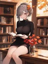 図書館と紅葉