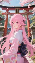 ピンク髪娘💕初詣❤️