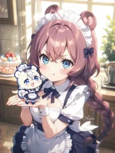 いたずらっ子退治したメイドさんかな — ちびキャラ・デフォルメのAIイラスト|SUPPART