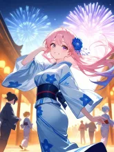 盆踊り？の浴衣美人