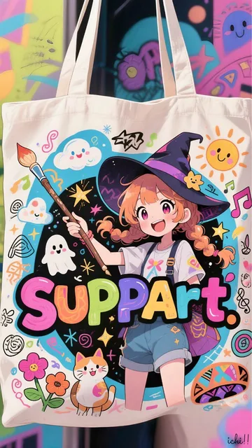 ARTな魔女の落書きトートバック