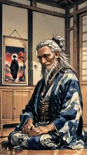 囲炉裏端の爺