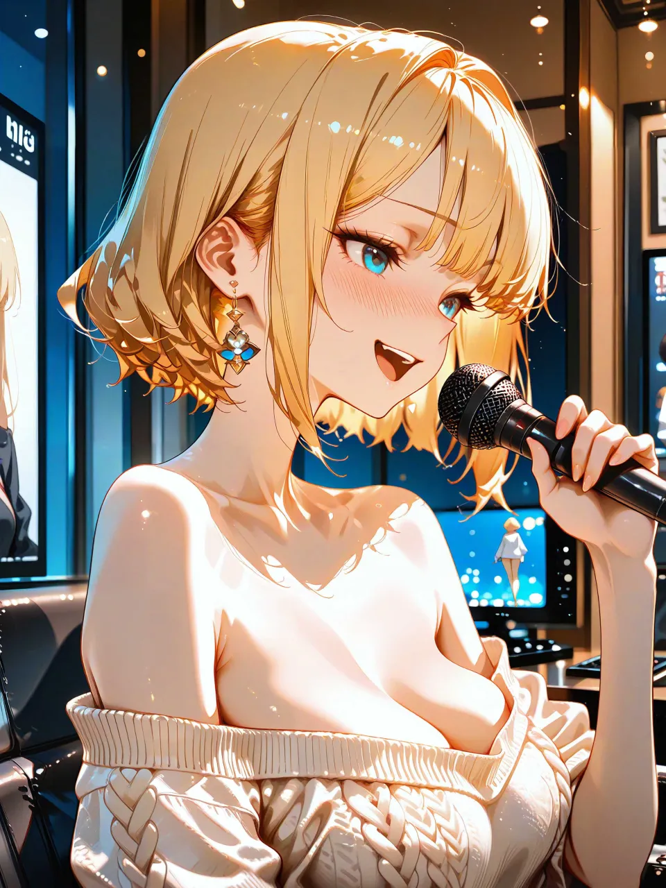 マイクを🎤握りしめて歌う女の子