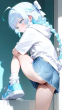 水色ちゃん後ろ姿　三つ編み