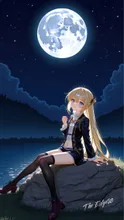 A girl in moonlit night