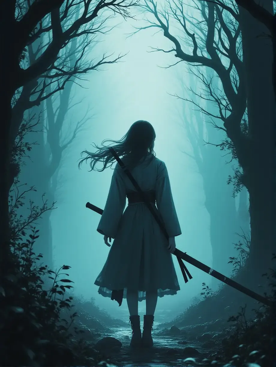 霧に立つ女